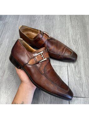 Magnanni 12437 Single Monk Strap, Brown MAde In Spain And 9M